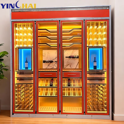 Modern Industrial Metal Red Wine Storage Lockers Cabinet With Doors