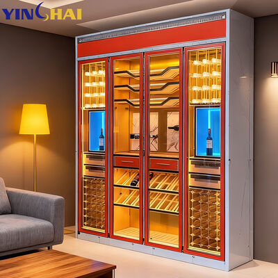 Modern Industrial Metal Red Wine Storage Lockers Cabinet With Doors
