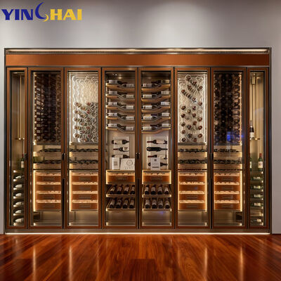 Modern LED Lighted Wine Cabinet Tall Glass Door Liquor Storage for Living Room
