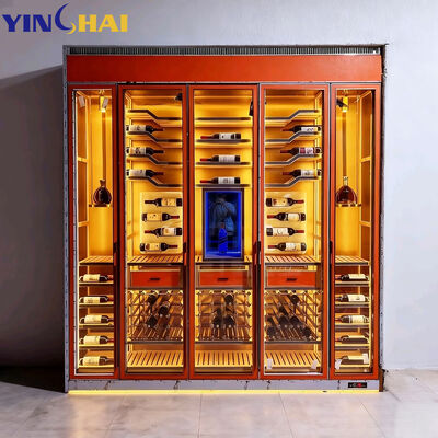 Modern LED Lighted Wine Cabinet Tall Glass Door Liquor Storage for Living Room