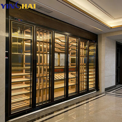 YINGHAI Luxury Glass Wine Cabinet with LED Light Stainless Steel Frame for Home