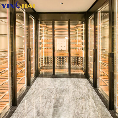 Black Glass Door Wine Cabinet with LED Lighting Freestanding Wine Rack Storage