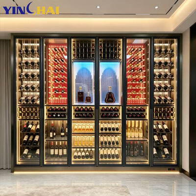 Luxury Glass Wine Display Cabinet with LED Light for Living Room Home Bar