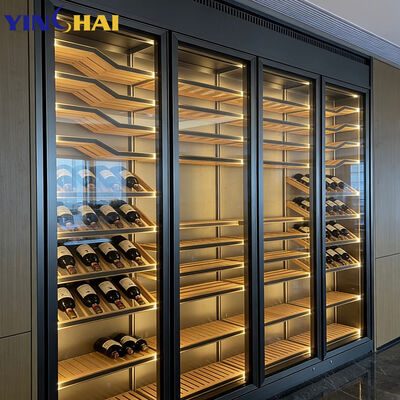 Black Stainless Steel Wine Cabinet with Glass Doors & Built-In LED Lighting