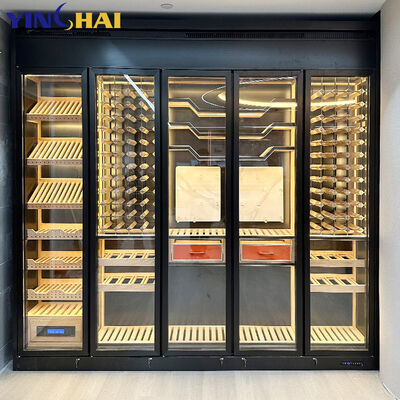 Luxury LED Wine Display Cabinet Glass Door Freestanding Wine Rack Organizer