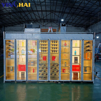 Luxury Freestanding Wine Cabinet with LED Light Glass Door & Steel Structure
