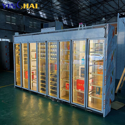 Luxury Freestanding Wine Cabinet with LED Light Glass Door & Steel Structure