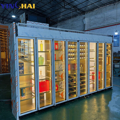 Luxury Freestanding Wine Cabinet with LED Light Glass Door & Steel Structure