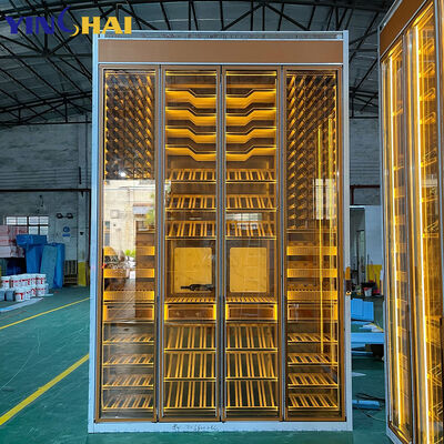 Modern Glass Wine Refrigerator with LED Light Frame Freestanding Storage