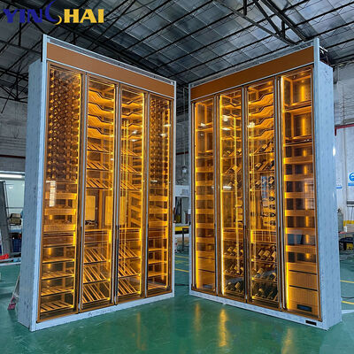 Modern Glass Wine Refrigerator with LED Light Frame Freestanding Storage