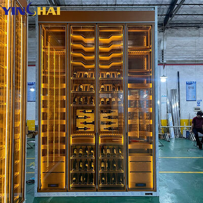 Modern Glass Wine Refrigerator with LED Light Frame Freestanding Storage