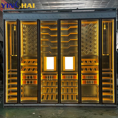 Commercial LED Lighted Glass Door Wine Refrigerator Freestanding Home Bar Storage Rack