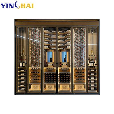 Commercial LED Lighted Glass Door Wine Refrigerator Freestanding Home Bar Storage Rack