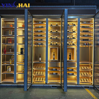 Commercial LED Lighted Glass Door Wine Refrigerator Freestanding Home Bar Storage Rack