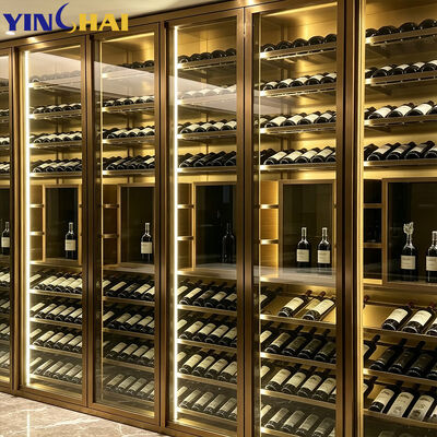 LED Lighted Glass Wine Cabinet Tall Freestanding Liquor Storage for Home Bar