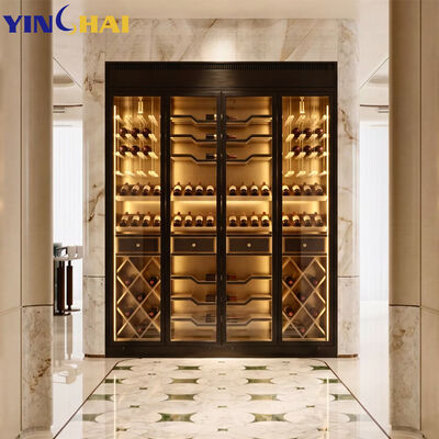 34-49 Bottle Freestanding LED Wine Cabinet with Tempered Glass Doors Liquor & Wine Rack