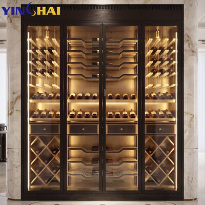 34-49 Bottle Freestanding LED Wine Cabinet with Tempered Glass Doors Liquor & Wine Rack