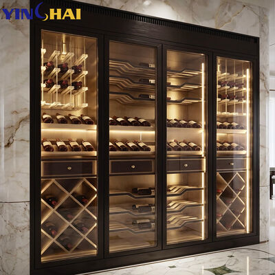 34-49 Bottle Freestanding LED Wine Cabinet with Tempered Glass Doors Liquor & Wine Rack