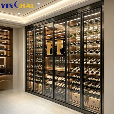 Modern Black Constant Temperature Wine Cellar Glass Door Liquor Rack for Home