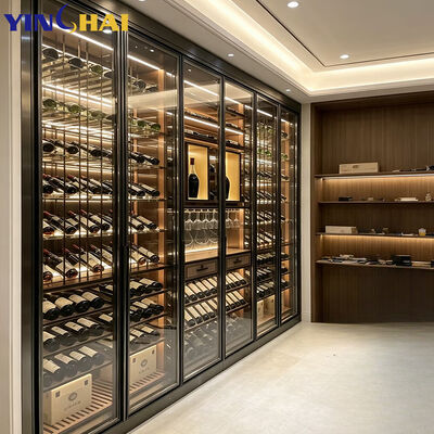Modern Black Constant Temperature Wine Cellar Glass Door Liquor Rack for Home