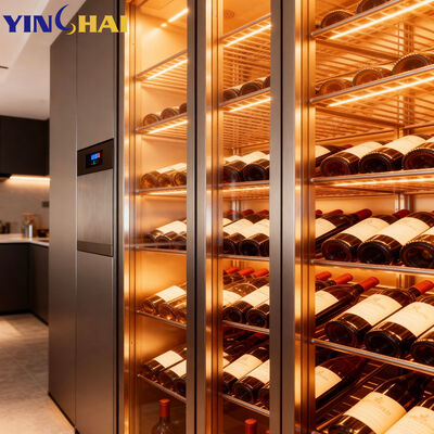 Custom Stainless Steel Wine Cooler Cabinet  With Glass Doors Freestanding Storage Unit