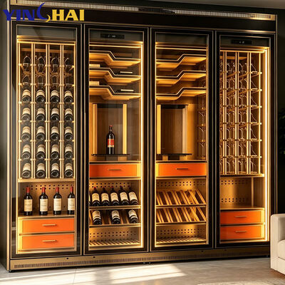High Gloss Tempered Wine Cabinet with LED Light Freestanding Wine Storage
