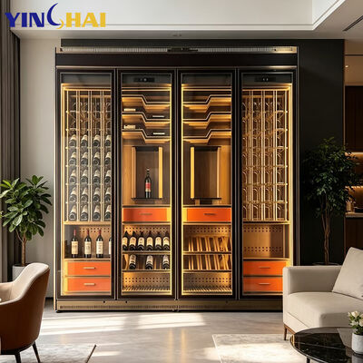High Gloss Tempered Wine Cabinet with LED Light Freestanding Wine Storage
