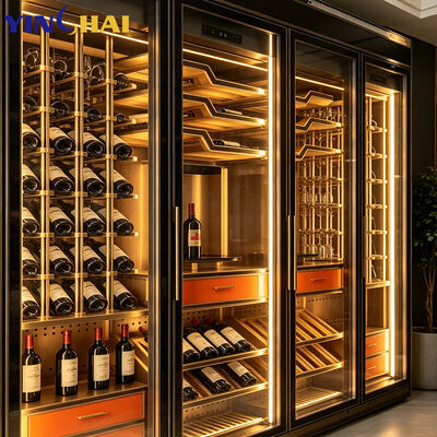 High Gloss Tempered Wine Cabinet with LED Light Freestanding Wine Storage