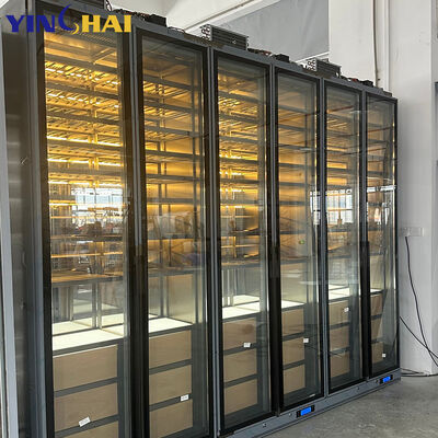 Modern Black LED Wine Cabinet Freestanding Glass Door Liquor Rack for Home