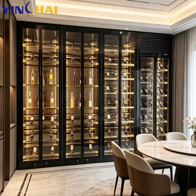Modern LED Wine Cabinet with Glass Door Freestanding Liquor Display
