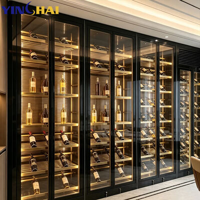 Modern LED Wine Cabinet with Glass Door Freestanding Liquor Display