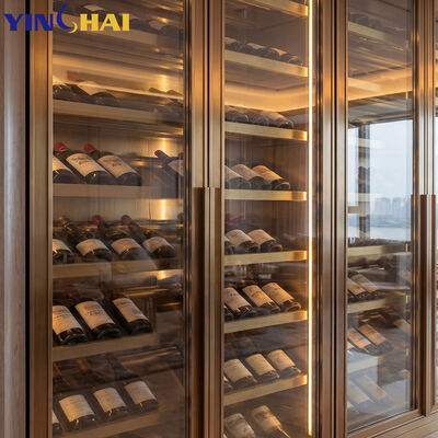 Dual Temperature Wine Cooler Wood Frame Recessed Storage Rack