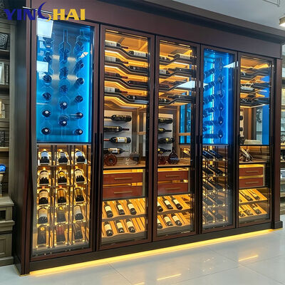 Dual Temperature Wine Cooler Wood Frame Recessed Storage Rack