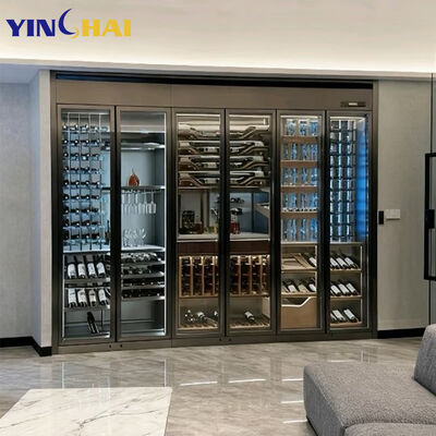 Dining Room Wine Cabinet Wood Grain Glass Door Wine Cooler