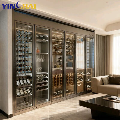 Dining Room Wine Cabinet Wood Grain Glass Door Wine Cooler