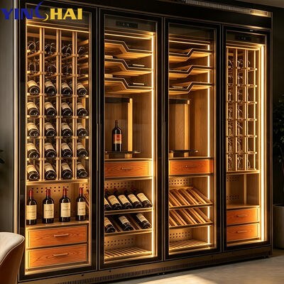 Dining Room Wine Cabinet Wood Grain Glass Door Wine Cooler