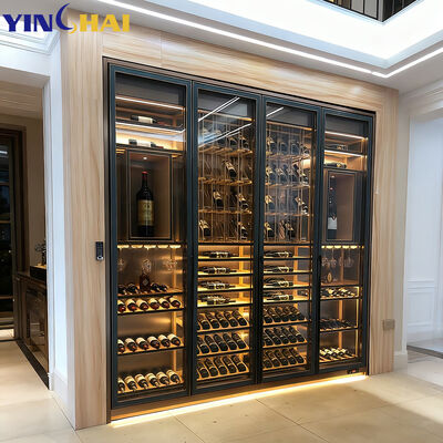 Commercial Grade Wine Cabinet Wood Glass Door Dual Zone Cooler