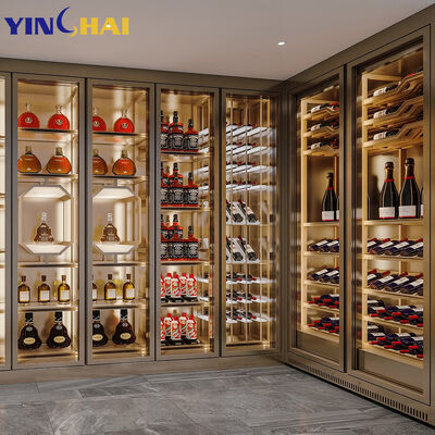 Constant Temp Wine Cabinet Wood Glass Door Built-in Cooler
