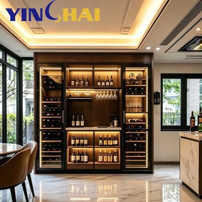 Custom Stainless Steel Constant Temp LED Wine Cabinet For Home Bar