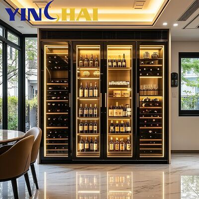 Custom Stainless Steel Constant Temp LED Wine Cabinet For Home Bar