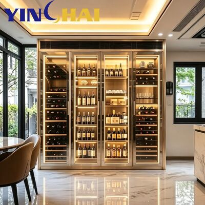 Custom Stainless Steel Constant Temp LED Wine Cabinet For Home Bar