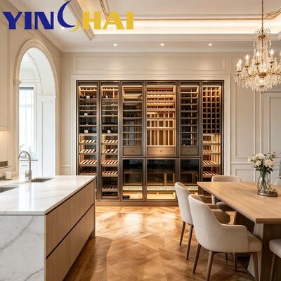 Custom Constant Temperature Stainless Steel Wine Cabinet with LED Light 