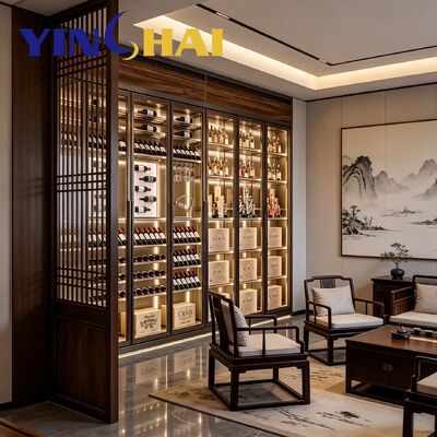 Custom Constant Temperature Stainless Steel Wine Cabinet with Solid Oak Racks 