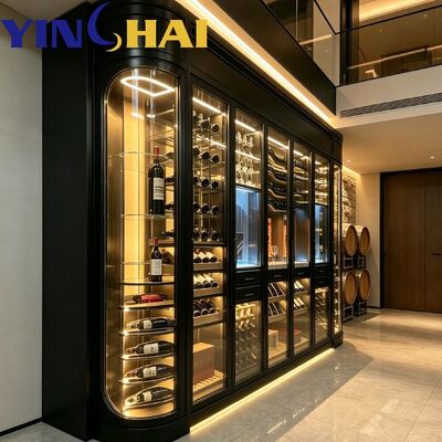 Custom Constant Temperature Stainless Steel Wine Cabinet LED Wood Wine Storage