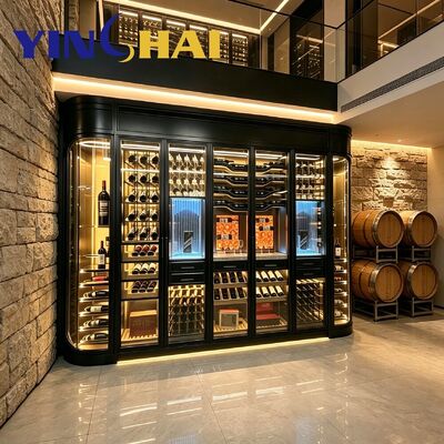 Custom Constant Temperature Stainless Steel Wine Cabinet LED Wood Wine Storage