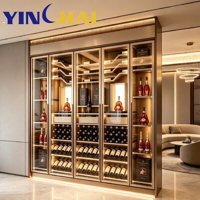 Custom Stainless Steel Constant Temperature Wine Cabinet With Mixed Storage Racks