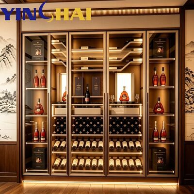 Custom Stainless Steel Constant Temperature Wine Cabinet With Mixed Storage Racks