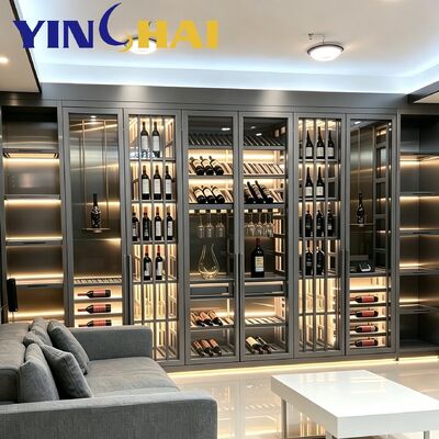  Full Wall Custom Stainless Steel Dual-Zone Wine Cabinet With APP Temp Control