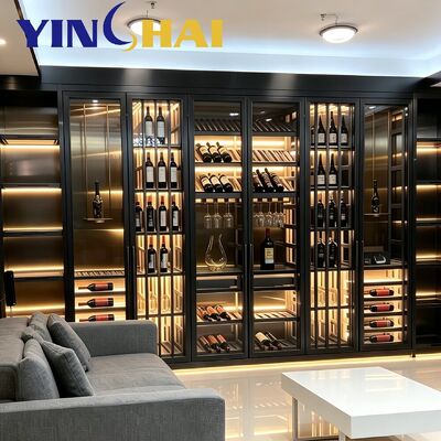  Full Wall Custom Stainless Steel Dual-Zone Wine Cabinet With APP Temp Control