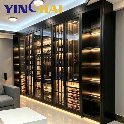  Full Wall Custom Stainless Steel Dual-Zone Wine Cabinet With APP Temp Control